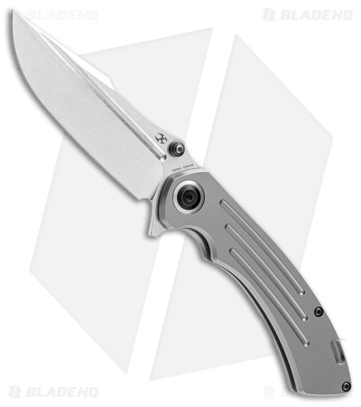 Kansept Knives Pretatout Clip Point Frame Lock Knife Titanium (3.6" Stonewash)