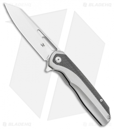 Kansept Knives Shard Frame Lock Knife Ti/CF Timascus Pocket Clip (3.5" SW)