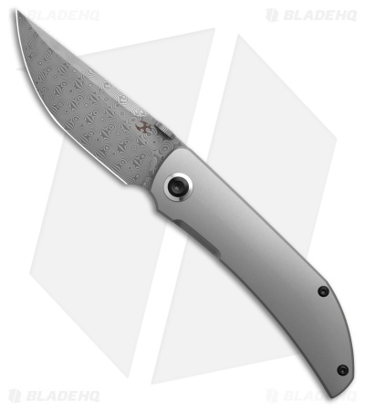 Kansept Knives Tarkin Frame Lock Knife Bead Blasted Titanium (3.5" Damascus)