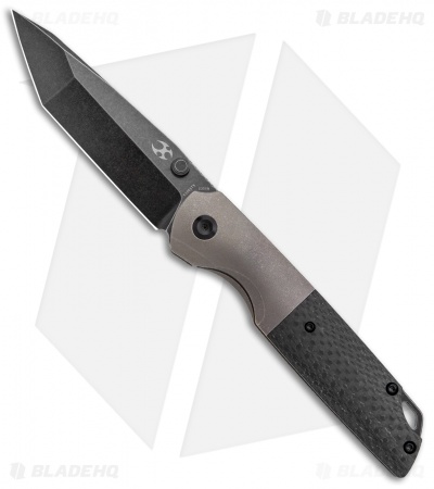 Kansept Knives Warrior Frame Lock Knife Bronze Ti/CF (3.5" Black Stonewash)