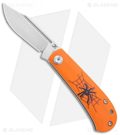 Kansept Knives Swan Bevy Slip Joint Knife Orange G-10 Spider (2.5" Stonewash)