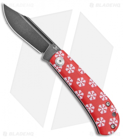 Kansept Knives Swan Bevy Slip Joint Knife Red G-10 Snowflakes (2.5" Black SW)