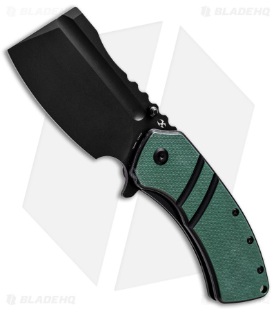 Kansept Knives XL Korvid Liner Lock Knife Green G-10 (3.5" Black)