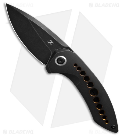 Kansept Odd 21 Frame Lock Knife Black SW Ti W/Bronze Holes (3.25" Black SW)