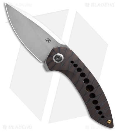 Kansept Odd 21 Frame Lock Knife Flamed Tiger Stripe Titanium (3.25" Satin)