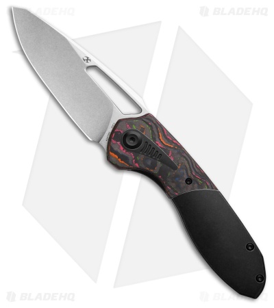 Kansept Thoth Frame Lock Knife Black SW Titanium 80S Camo Carbon (3.5" SW)