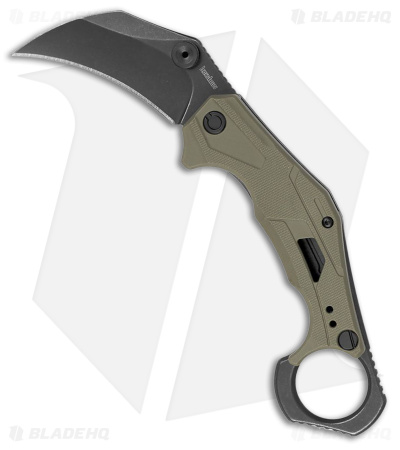 Kershaw Outlier Assisted Karambit Knife OD Green GRN (2.5" Black Stonewash)