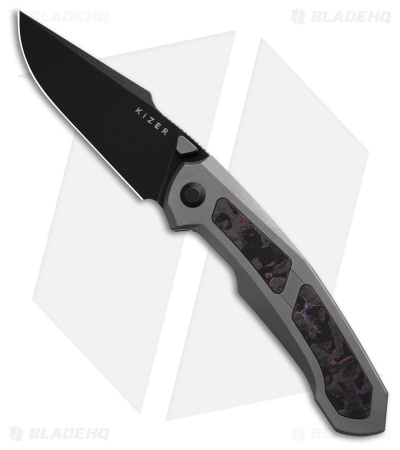 Kizer Cutlery Feweed Frame Lock Knife Ti + Purple Haze FC (3" Black SW) KI3694A1