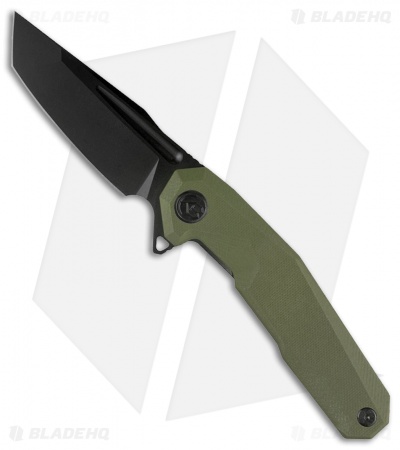 Kubey Carve Nest Liner Lock Knife Green G-10 (3.5" Black)