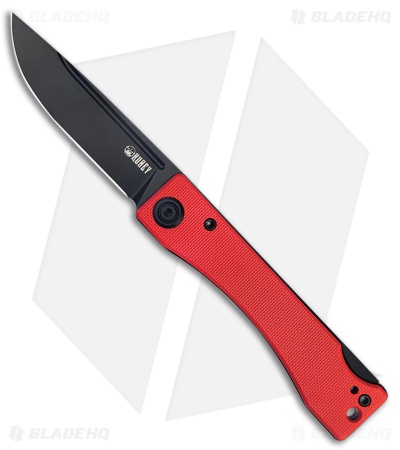 Kubey Knives Akino Lockback Knife Red G-10 (3.03 Blackwash)