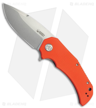 Kubey Bravo One Liner Lock Knife Orange G-10 (3.39" Bead Blast)