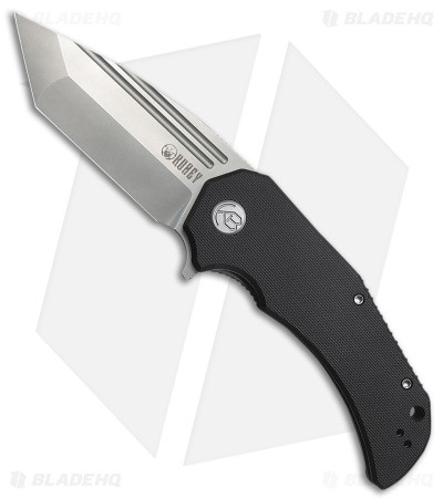 Kubey Bravo One Tanto Liner Lock Knife Black G-10 (3.39" Bead Blast)