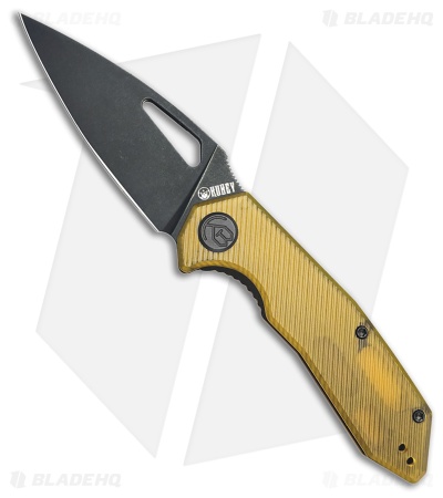 Kubey Coeus Liner Lock Knife Yellow Ultem (3.11" Black Stonewash)