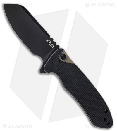 Kubey Creon Button Lock Knife Black/Tan G-10 (2.87" Black Stonewash) KU336F