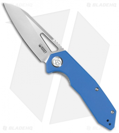 Kubey Vagrant Liner Lock Knife Blue G-10 (3" Stonewash)
