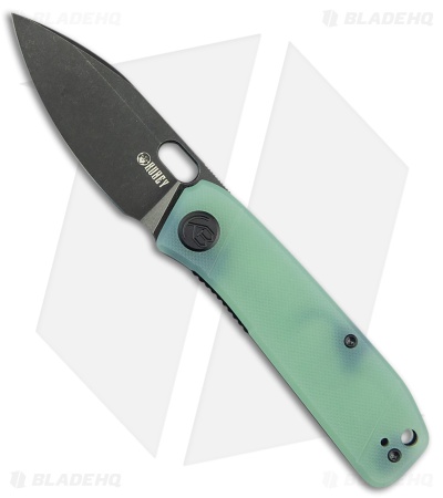 Kubey Knives Hyde Drop Point Liner Lock Knife Jade G-10 (3" BB/Black SW)
