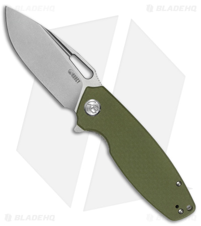 Kubey Tityus Liner Lock Knife Green G-10 (3.3" Stonewash)