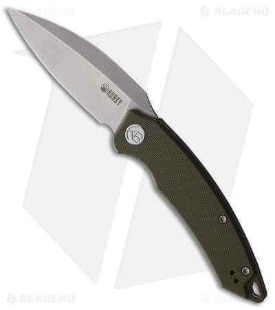 Kubey Tiguass Leaf Front Flipper Liner Lock Knife OD Green G-10 (3" Bead Blast)