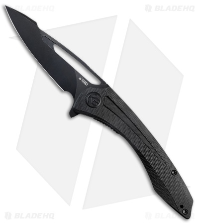 Kubey Knives Merced Harpoon Liner Lock Knife Black G-10 (3.5" Black SW)