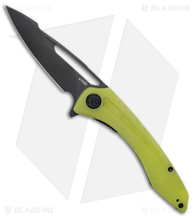 Kubey Knives Merced Harpoon Liner Lock Knife Translucent Yellow G-10 (3.5" SW)