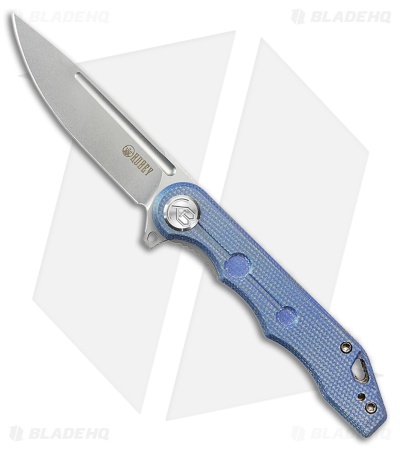 Kubey Knives Tiguass Mizo Liner Lock Knife Blue Micarta (3.2" Bead Blast)
