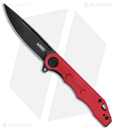Kubey Mizo Liner Lock Knife Red G-10 (3.15" Black Stonewash) KU312C