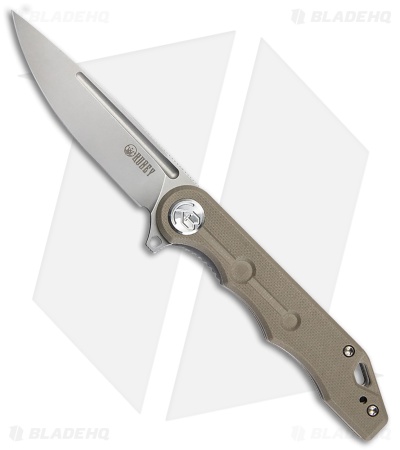 Kubey Mizo Liner Lock Knife Tan G-10 (3.15" Bead Blast) KU312H
