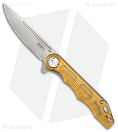 Kubey Knives Tiguass Mizo Liner Lock Knife Yellow Ultem (3.2" Bead Blast)