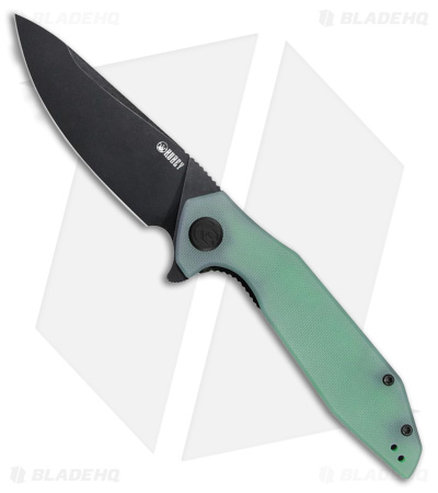 Kubey Nova Liner Lock Knife Jade G-10 (3.75" Black Stonewash)