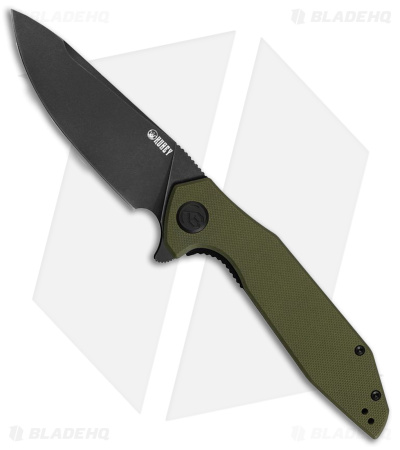 Kubey Nova Liner Lock Knife OD Green G-10 (3.75" Black Stonewash)