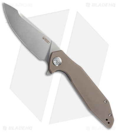 Kubey Nova Liner Lock Knife Tan G-10 (3.75" Bead Blast)
