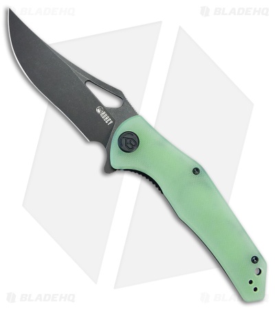 Kubey Phemius Liner Lock Knife Jade G-10 (3.7" Black Stonewash) KU149H