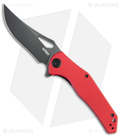 Kubey Phemius Liner Lock Knife Red G-10 (3.7" Black Stonewash) KU149F