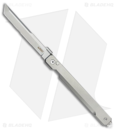 Kubey Knives Prism Tanto Button Lock Knife Titanium (3.5" Bead Blast 14C28N)