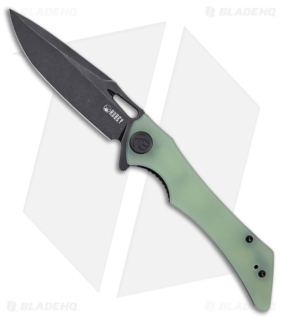 Kubey Raven Liner Lock Knife Jade G-10 (3.5" Black Stonewash) KB245G