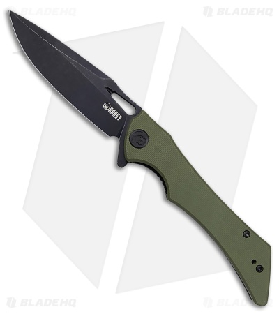 Kubey Raven Liner Lock Knife OD Green G-10 (3.5" Black SW) KB2451