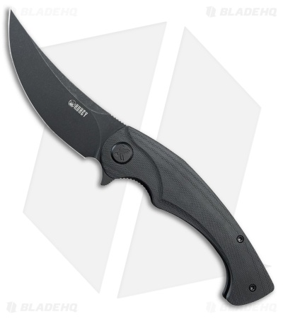 Kubey Knives Scimitar Black Out Liner Lock Knife Black G-10 (3.5