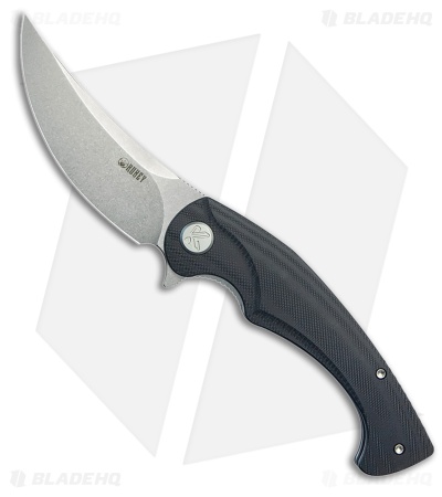 Kubey Knives Scimitar Liner Lock Knife Black G-10 (3.5" Stonewash)