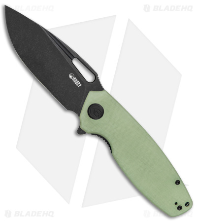 Kubey Tityus Liner Lock Knife Jade G-10 (3.3" Black Stonewash)