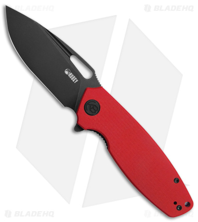 Kubey Tityus Liner Lock Knife Red G-10 (3.3" Black Stonewash)