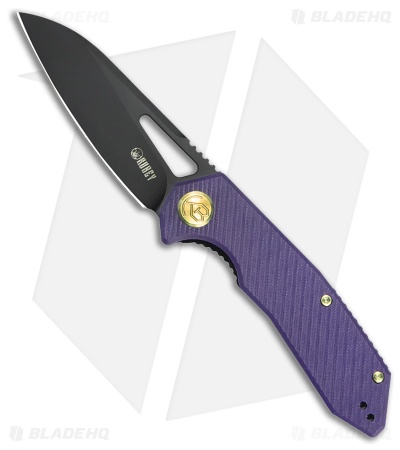 Kubey Vagrant Liner Lock Knife Purple G-10 (3.2" Black Stonewash M390)