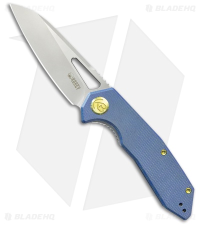 Kubey Vagrant Liner Lock Knife Blue Micarta (3.2