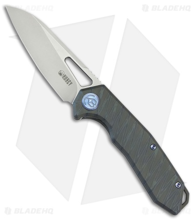 Kubey Vagrant Liner Lock Knife Flamed Titanium (2.9" Bead Blast S35VN)