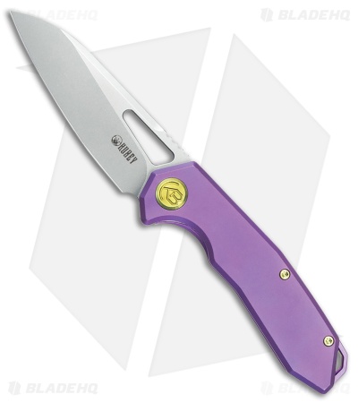 Kubey Vagrant Liner Lock Knife Purple Titanium (2.9" Bead Blast S35VN)