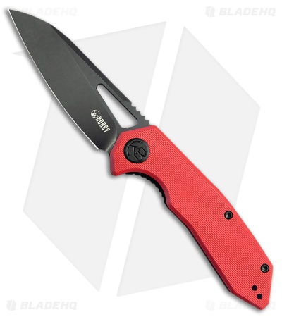 Kubey Vagrant Liner Lock Knife Red G-10 (3.2" Black Stonewash 14C28N)