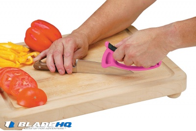 Lansky Deluxe Quick Edge Sharpener Pink Plastic/Black Rubber