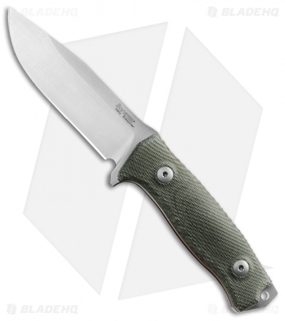 LionSteel M5 Fixed Blade Knife Green Micarta (4.50" Black)
