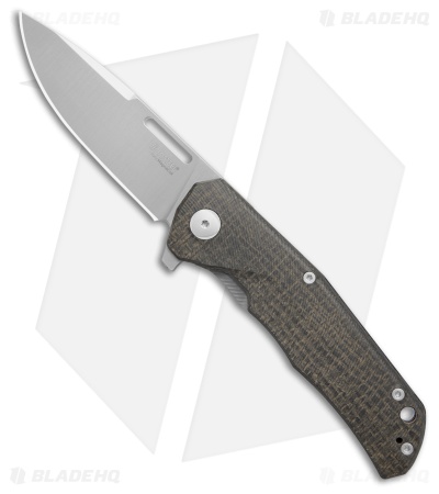 LionSteel Q4ttro Frame Lock Knife Titanium + Green Burlap Micarta (3.1