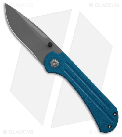 Luma Blades Custom Kovert MC Liner Lock Knife Blue Textured G-10 (3" Bead Blast)