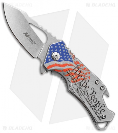 MTech MT-A882 Spring Assisted Knife We The People Steel Design (2.4" Stonewash)